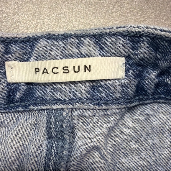 PacSun High Rise Festival Ripped Denim Shorts Button Fly Light Wash Size 26 - Picture 7 of 12